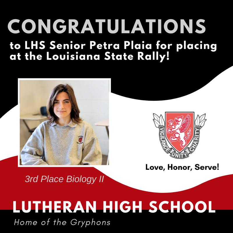 Congratulations to our LHS Senior Who Earned Placement at the State